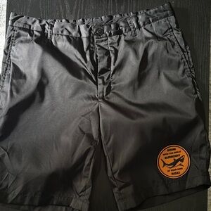 Burberry Black and Orange Flat Front Shorts